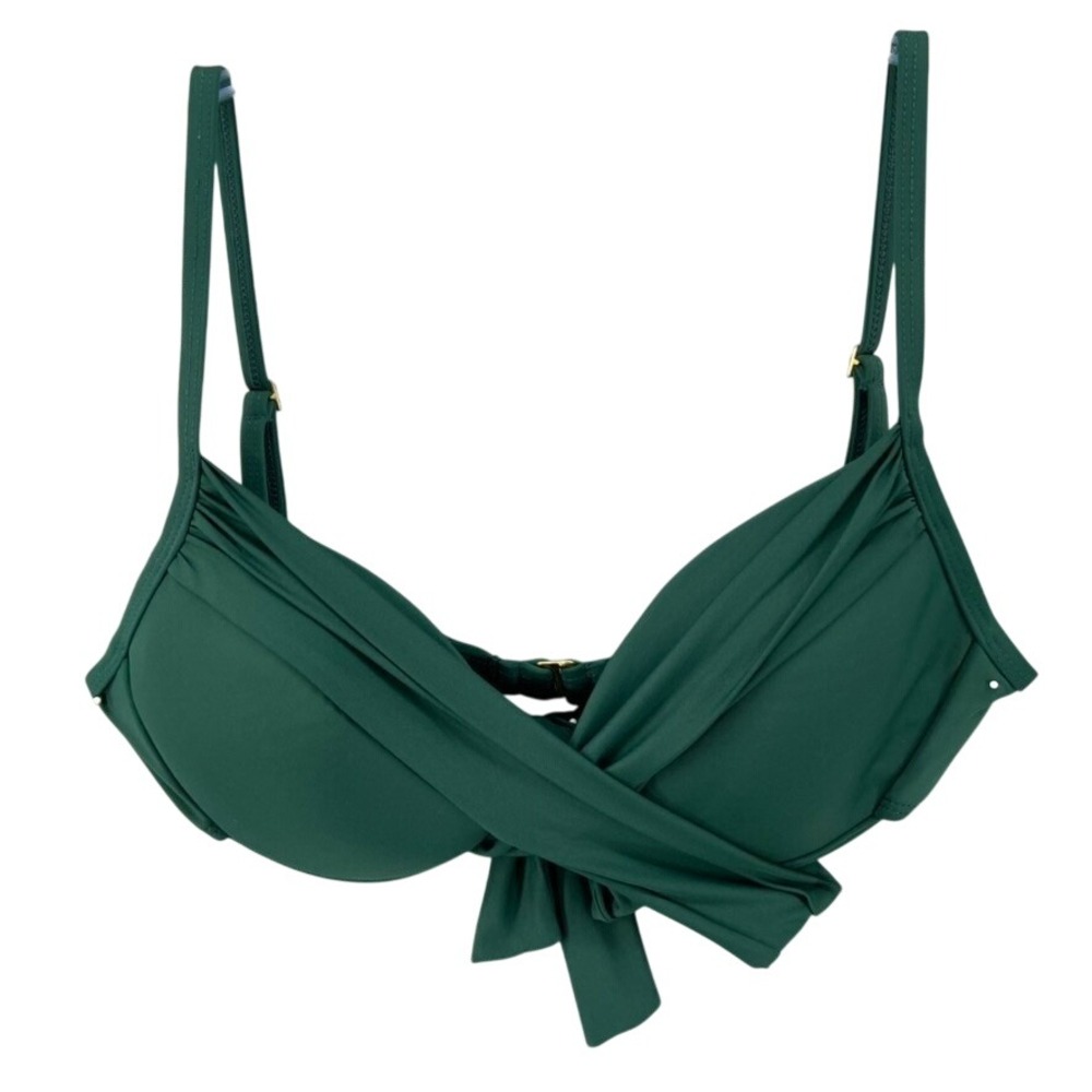 La Blanca Swim Top Women's Sz 12 Emerald Green Island Goddess‎ Wrap Underwire